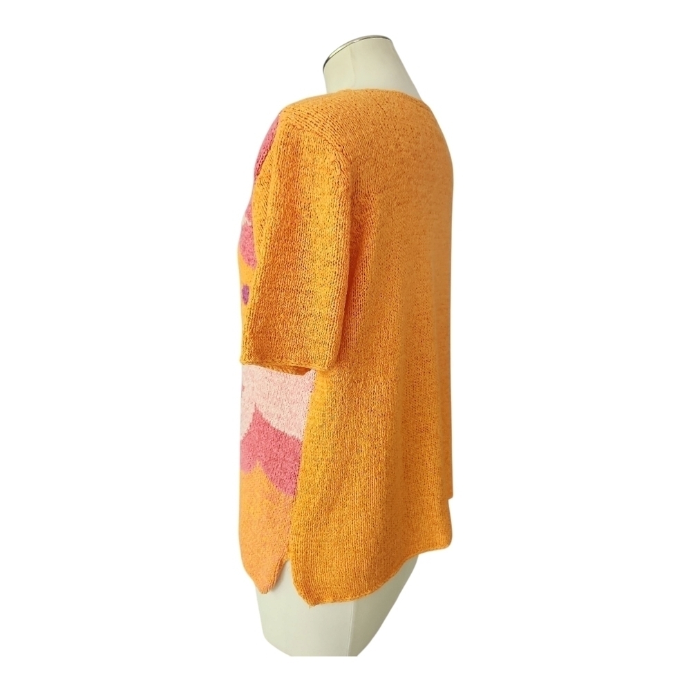 JH Collectibles Vintage Knit Sweater Top Size M | Pink Orange Floral Abstract - Picture 5 of 9